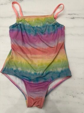 Cat and Jack size 4/5 Rainbow Tie-Dye One-Piece Swimsuit.  Great condition